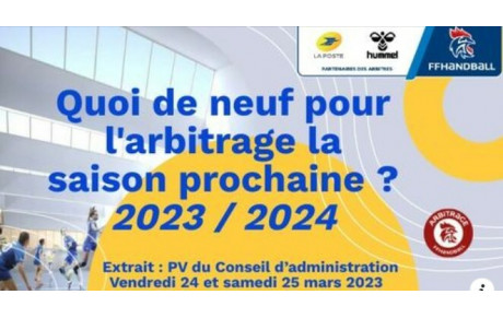 Quoi de neuf pour l'arbitrage la saison prochaine 2023-2024
